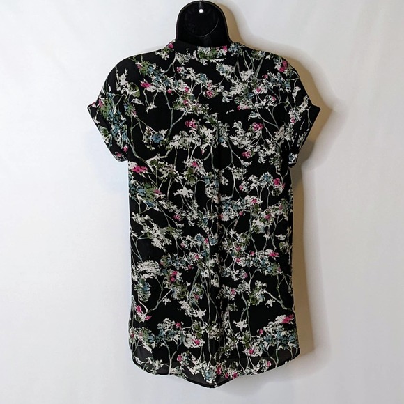 Vera Wang Simply Vera Black and White Floral Print Button Up Blouse Size M - Picture 4 of 6